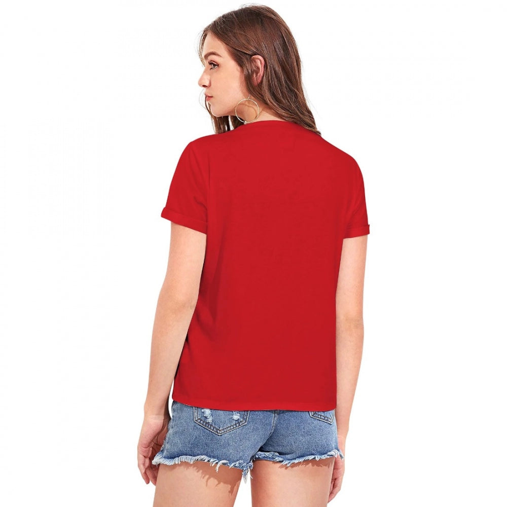 VASTRAA Red Cotton T-Shirt – Casual Fit
