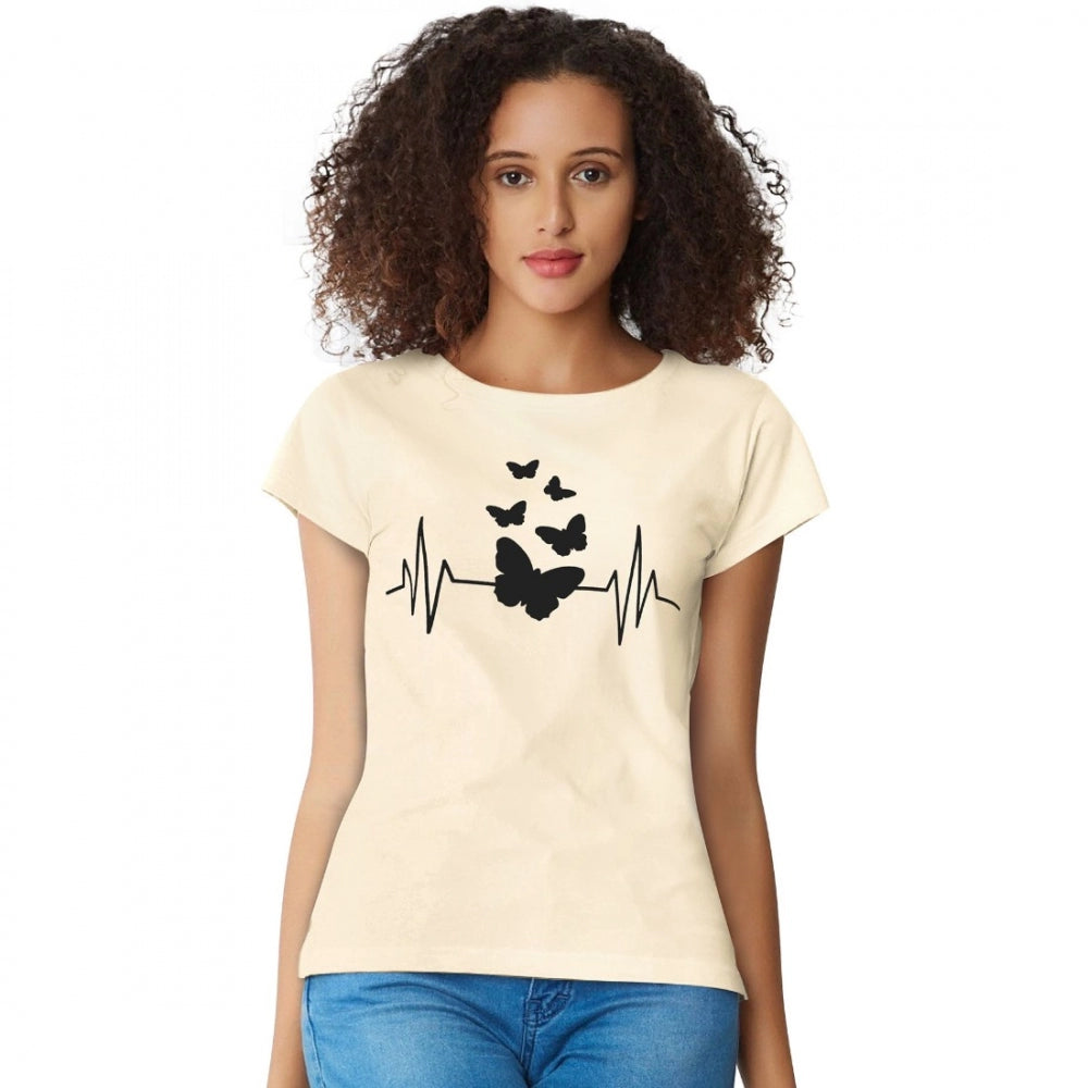 VASTRAA Cream T-Shirt – Cotton | Soft & Comfortable Fit