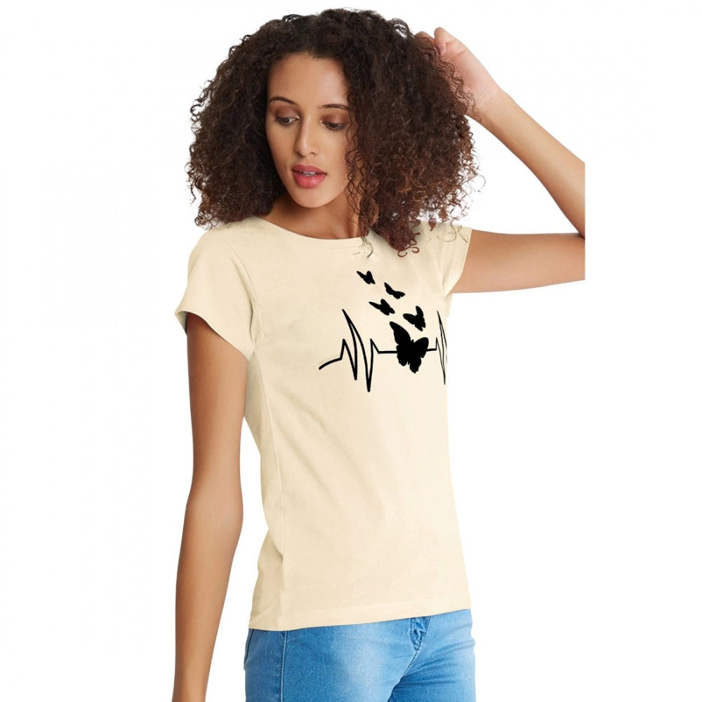VASTRAA Cream T-Shirt – Cotton | Soft & Comfortable Fit
