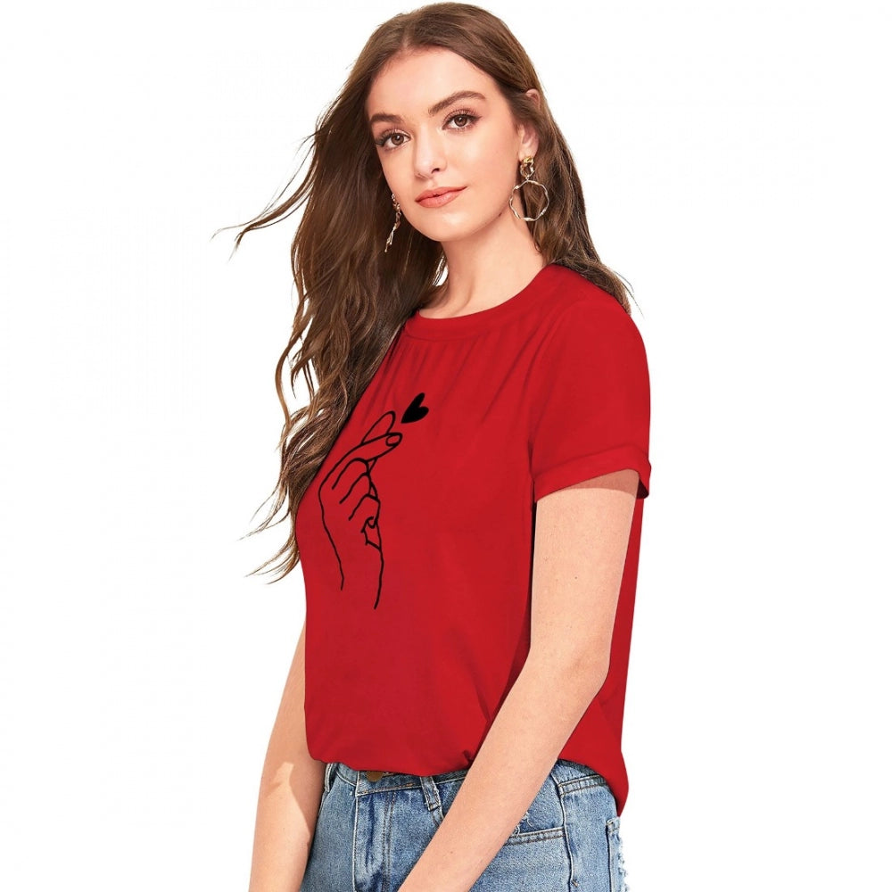 VASTRAA Red Cotton T-Shirt – Casual Fit