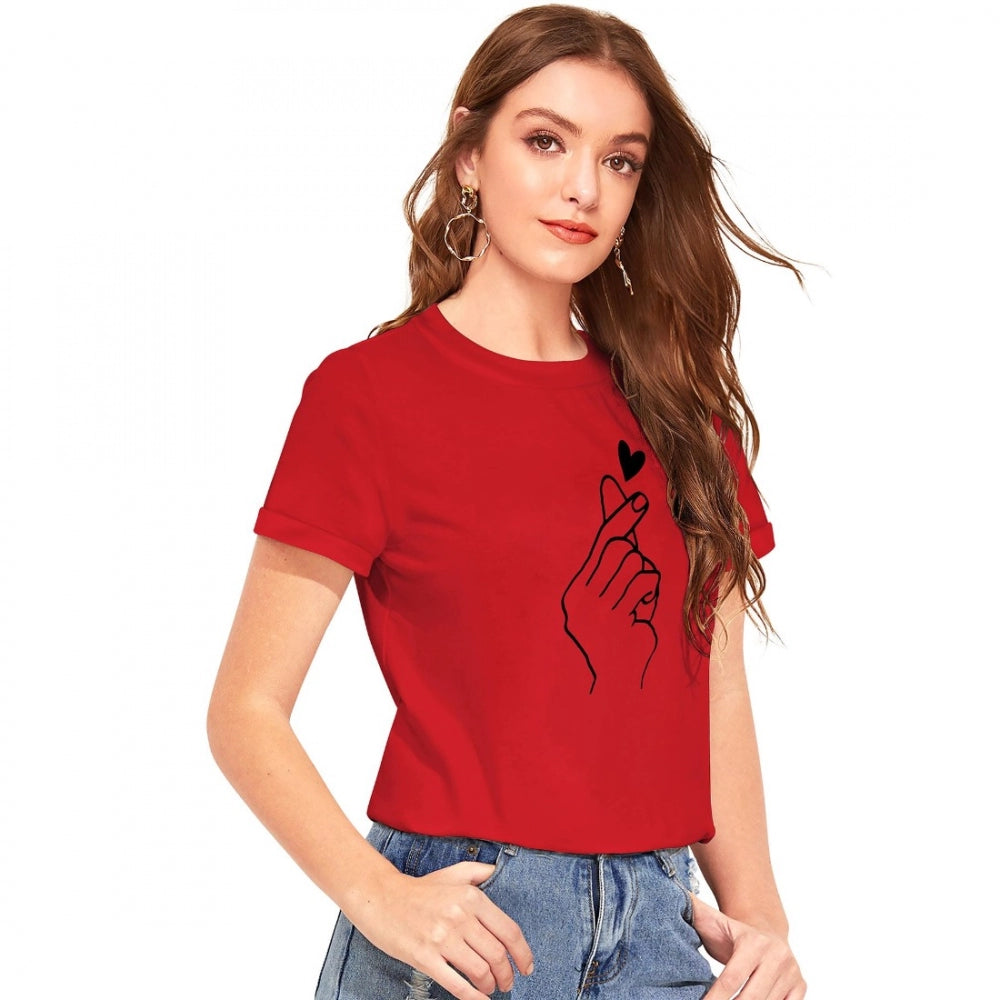 VASTRAA Red Cotton T-Shirt – Casual Fit
