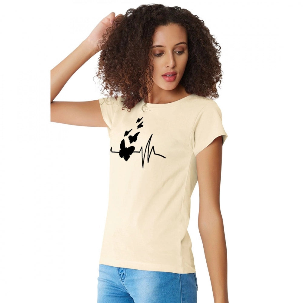 VASTRAA Cream T-Shirt – Cotton | Soft & Comfortable Fit