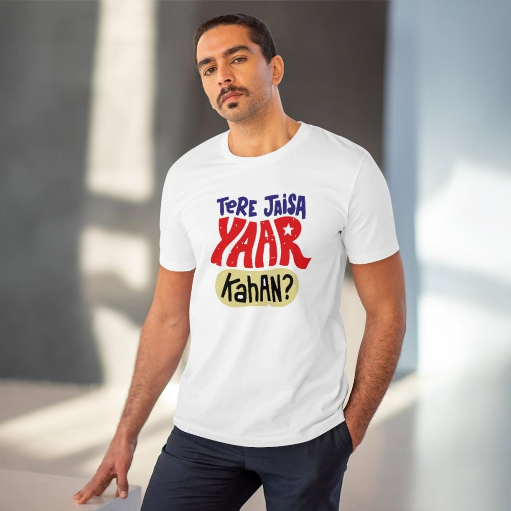 VASTRAA Men’s PC Cotton “Tere Jaisa Yaar Kahan” Printed T-Shirt (0GSM)