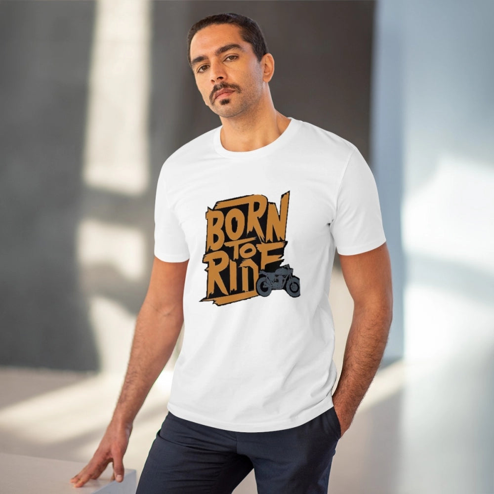 VASTRAA Men’s “Born to Ride” Printed Cotton-Blend Round Neck T-Shirt –