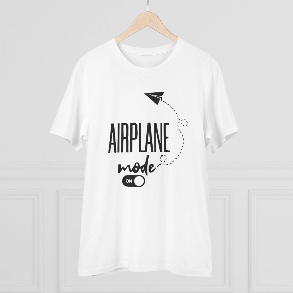 VASTRAA Men’s “Airplane Mode On” Printed Cotton-Blend Round Neck T-Shirt