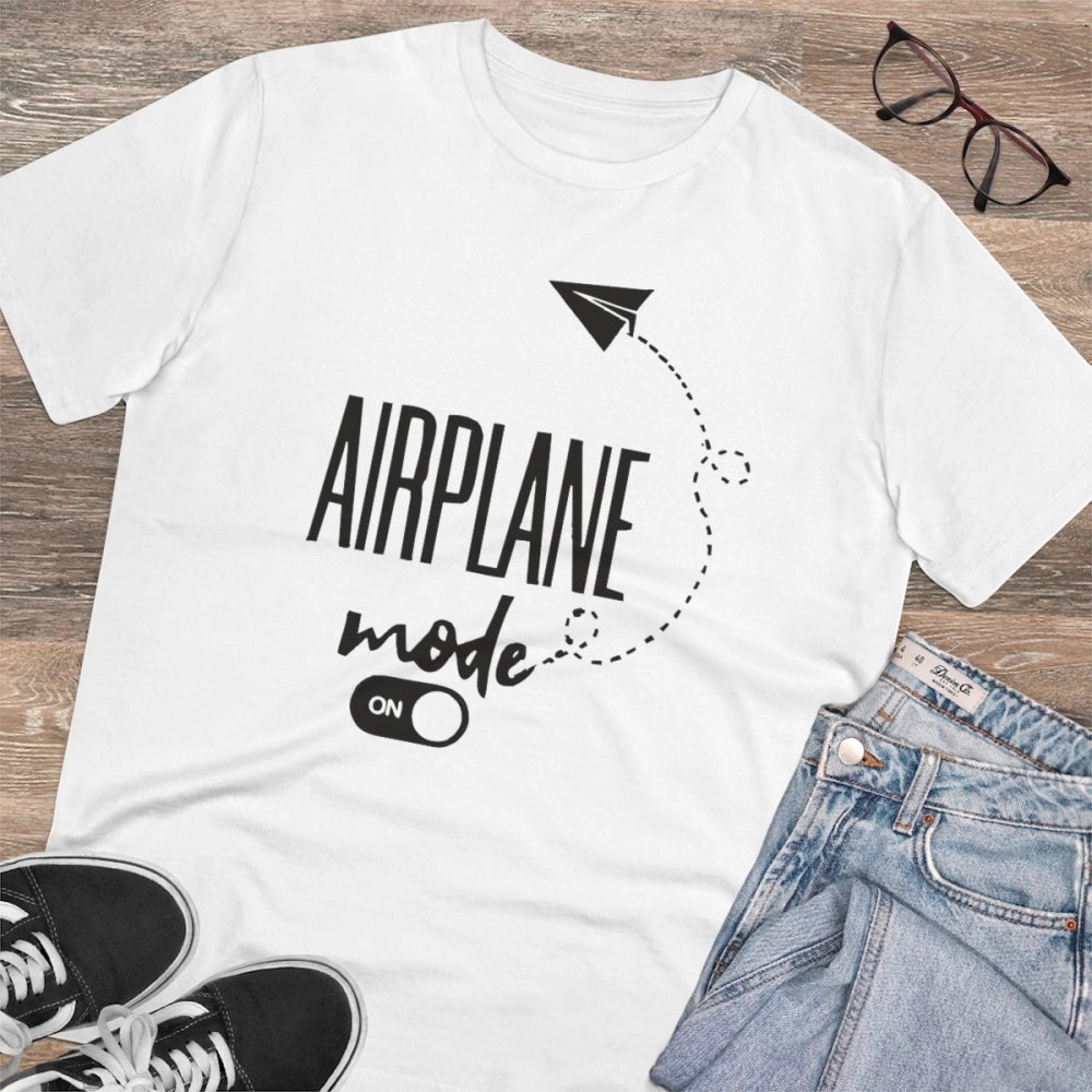 VASTRAA Men’s “Airplane Mode On” Printed Cotton-Blend Round Neck T-Shirt