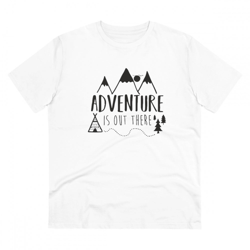VASTRAA Men’s “Adventure Is Out There” Printed Cotton-Blend Round Neck T-Shirt