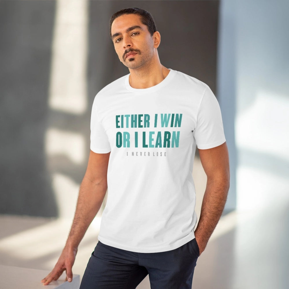 VASTRAA Men’s “Either I Win or I Learn” PC Cotton Graphic T-Shirt
