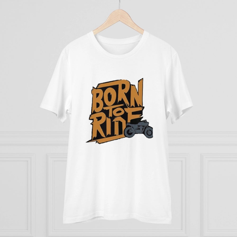 VASTRAA Men’s “Born to Ride” Printed Cotton-Blend Round Neck T-Shirt –
