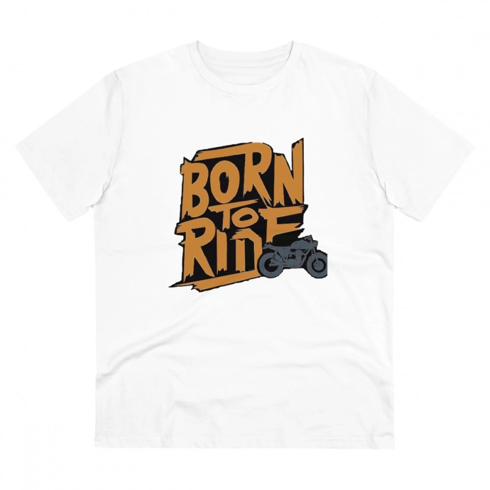 VASTRAA Men’s “Born to Ride” Printed Cotton-Blend Round Neck T-Shirt –