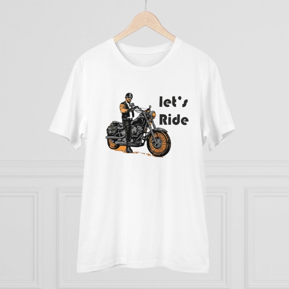 VASTRAA Men’s “Let’s Ride” Printed Cotton-Blend Round Neck T-Shirt