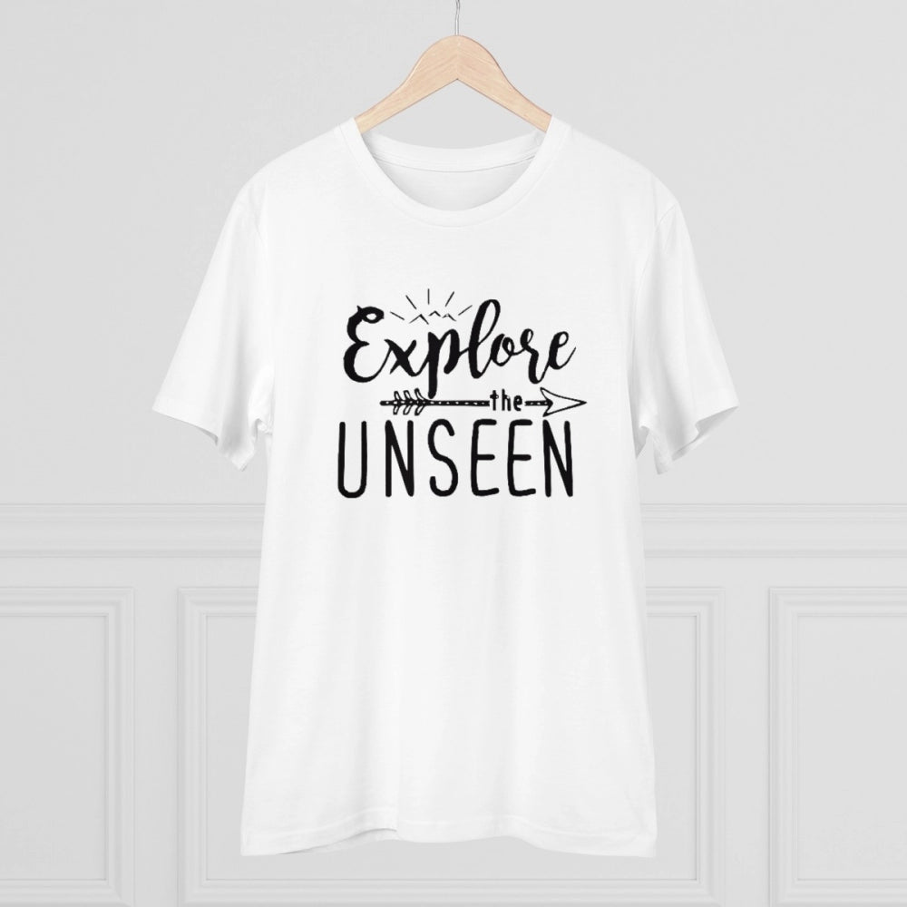 VASTRAA Men’s “Explore the Unseen” Printed Cotton-Blend Round Neck T-Shirt