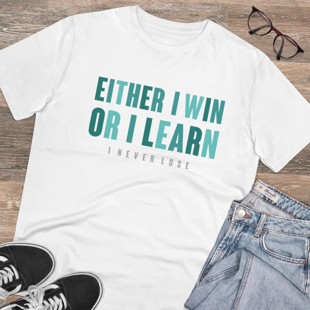 VASTRAA Men’s “Either I Win or I Learn” PC Cotton Graphic T-Shirt
