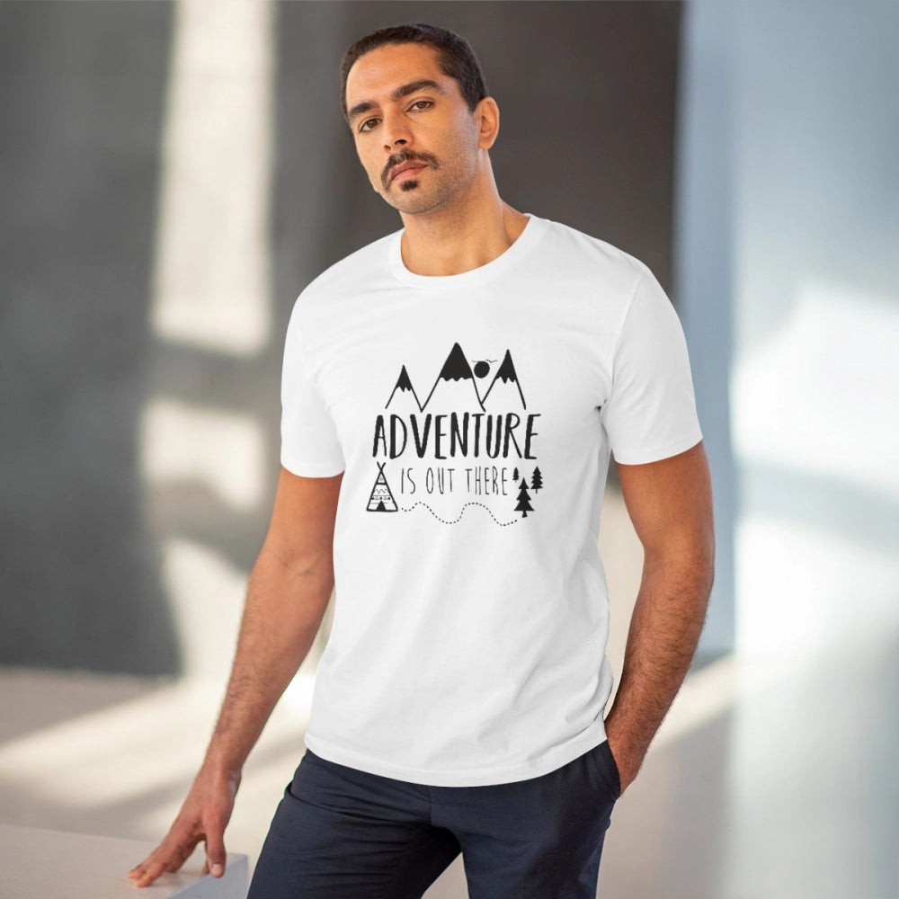 VASTRAA Men’s “Adventure Is Out There” Printed Cotton-Blend Round Neck T-Shirt
