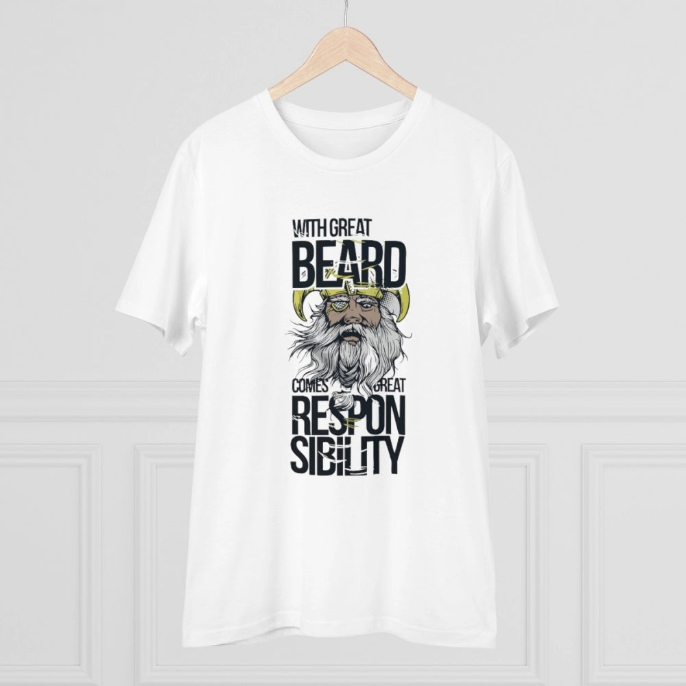 VASTRAA Men’s PC Cotton “With Great Beard Comes” Printed T-Shirt