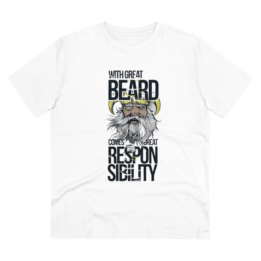 VASTRAA Men’s PC Cotton “With Great Beard Comes” Printed T-Shirt
