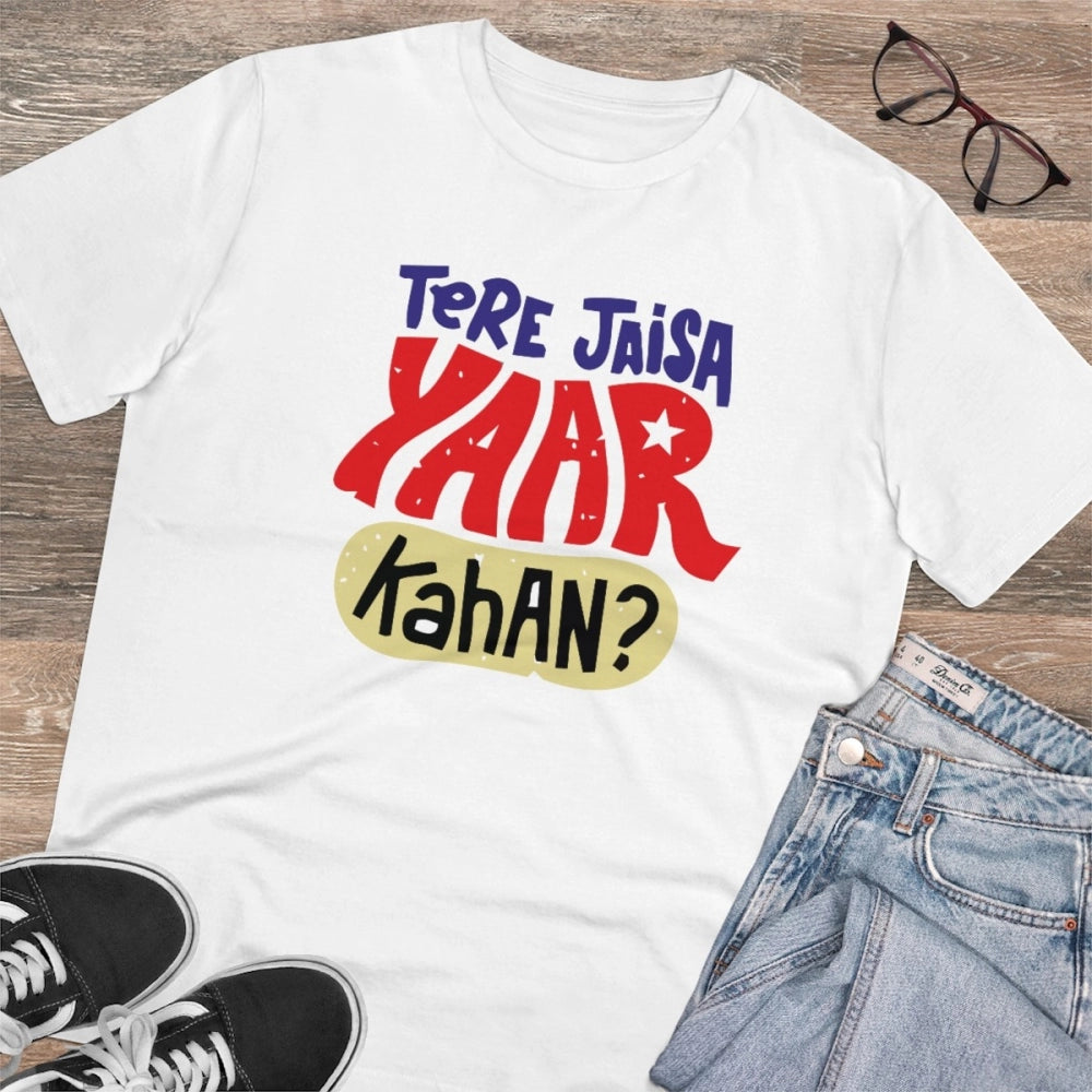 VASTRAA Men’s PC Cotton “Tere Jaisa Yaar Kahan” Printed T-Shirt (0GSM)