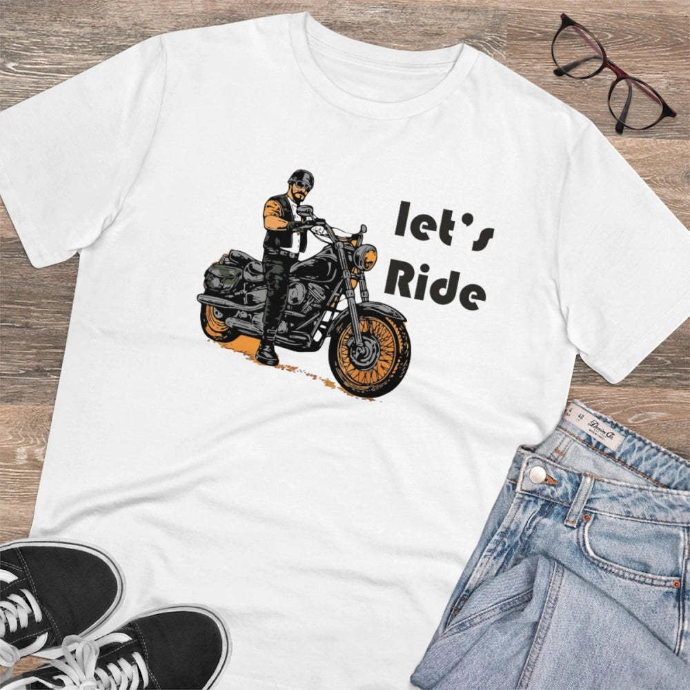 VASTRAA Men’s “Let’s Ride” Printed Cotton-Blend Round Neck T-Shirt