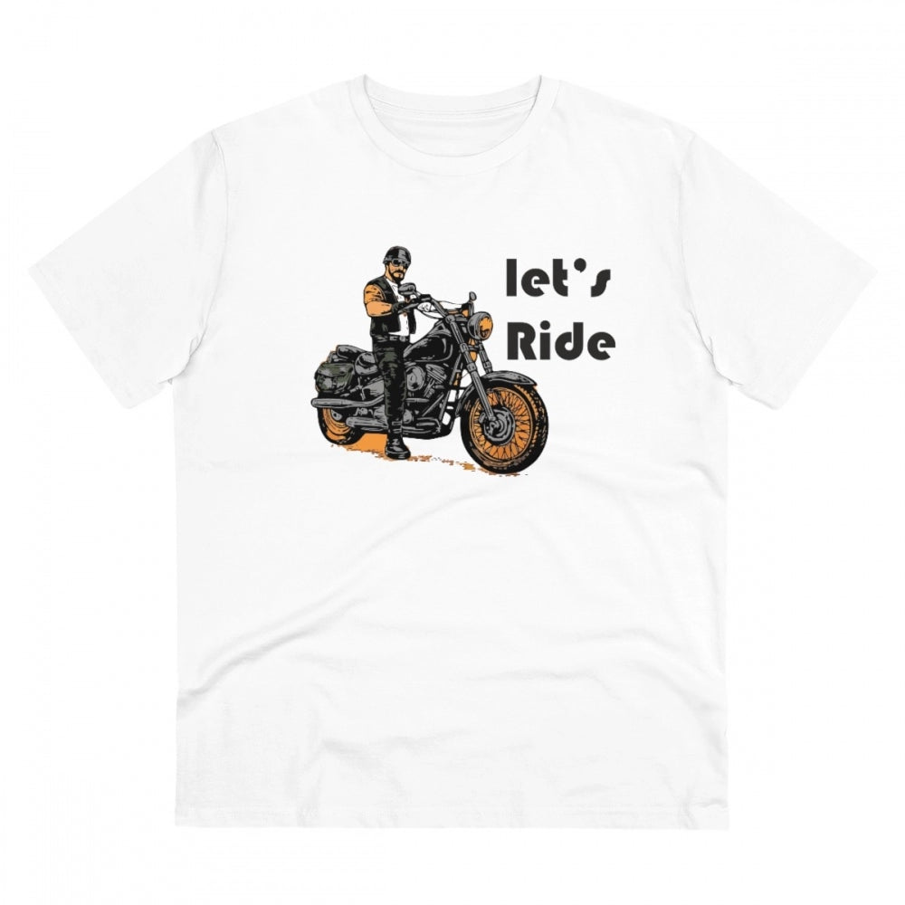 VASTRAA Men’s “Let’s Ride” Printed Cotton-Blend Round Neck T-Shirt