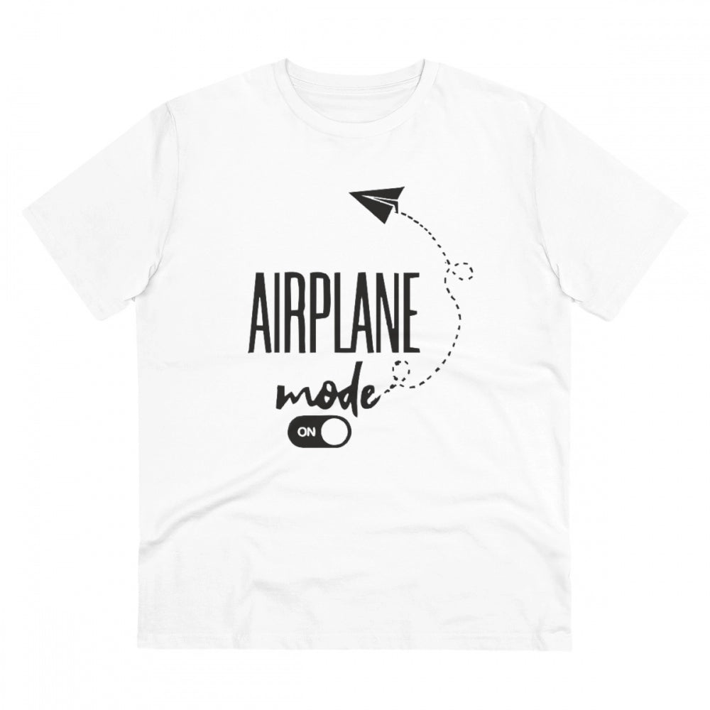 VASTRAA Men’s “Airplane Mode On” Printed Cotton-Blend Round Neck T-Shirt