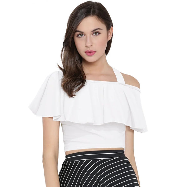 Women’s White Hosiery Crop Top
