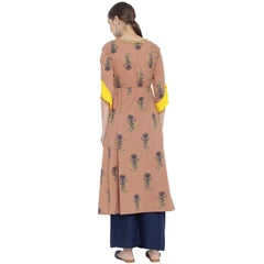 Women's Casual 3/4 Sleeve Floral Printed Cotton Kurti (Multicolor)