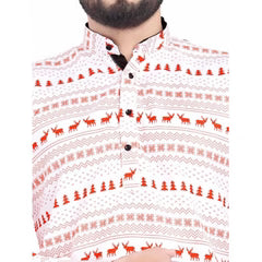Men's Cotton Blended Printed Full Sleeve Shortkurta