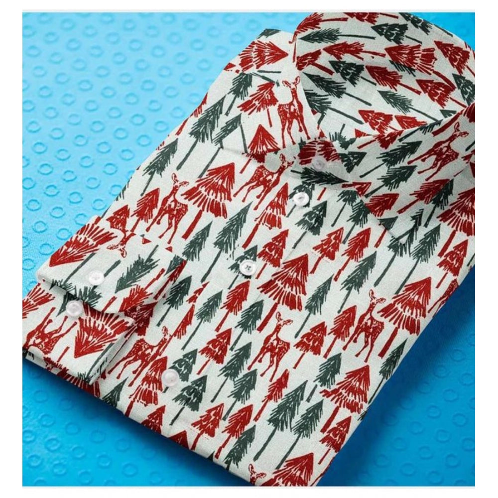 VASTRAA Men’s Multicolor Printed Cotton-Blend Full-Sleeve Shirt