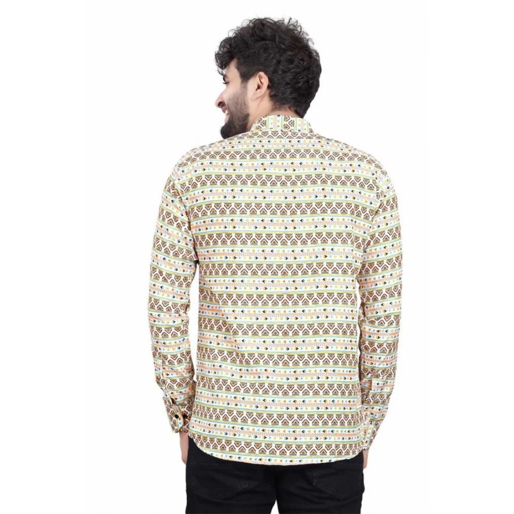 Men's Cotton Blend Printed Full Sleeve Short Kurta