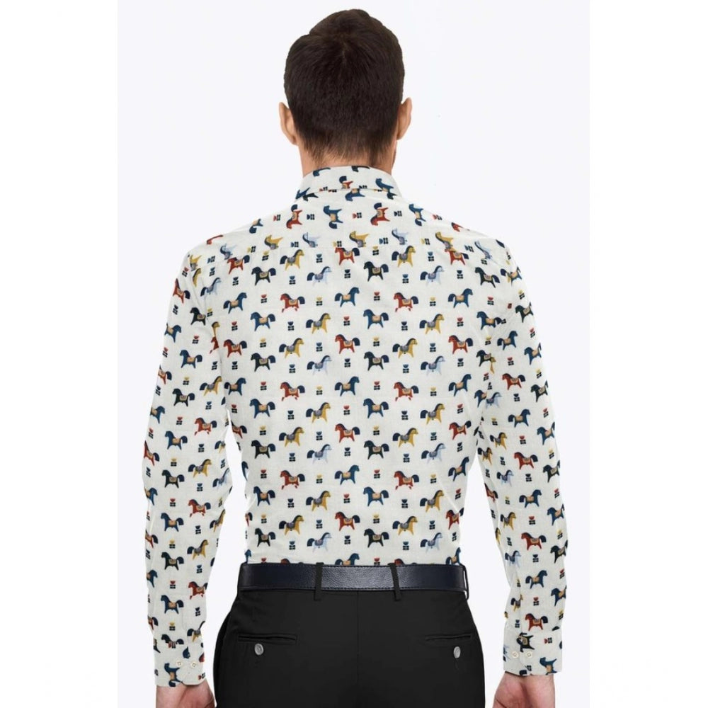 VASTRAA Men’s Multicolor Printed Cotton-Blend Full-Sleeve Shirt