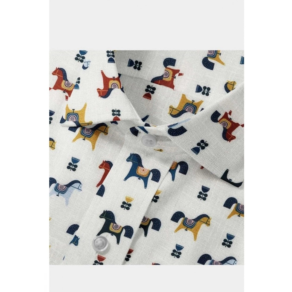 VASTRAA Men’s Multicolor Printed Cotton-Blend Full-Sleeve Shirt