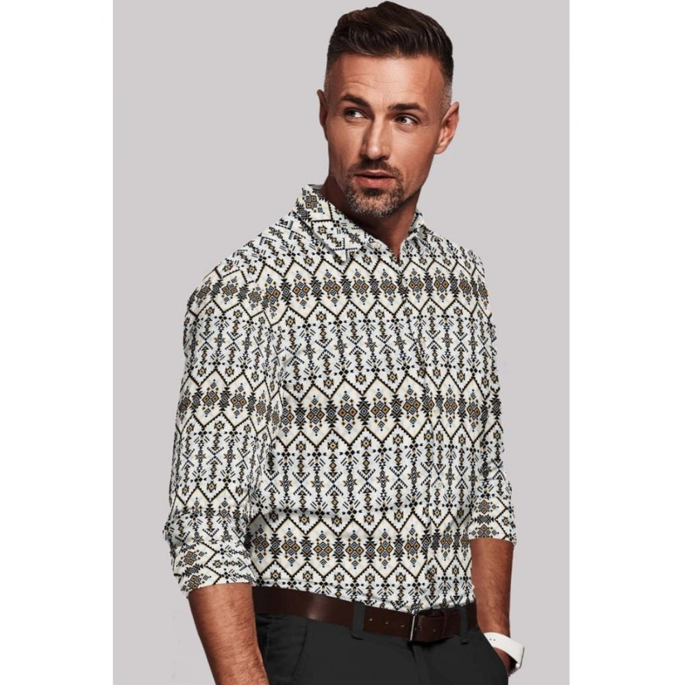 VASTRAA Men’s Multicolor Printed Cotton-Blend Full-Sleeve Shirt