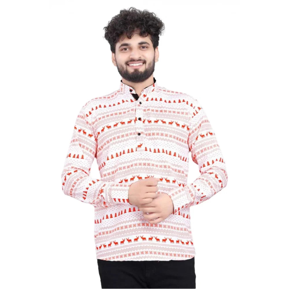 Men's Cotton Blended Printed Full Sleeve Shortkurta