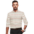 VASTRAA Men’s White & Red Printed Cotton-Blend Full-Sleeve Shirt