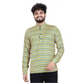 Men's Cotton Blend Printed Full Sleeve Short Kurta