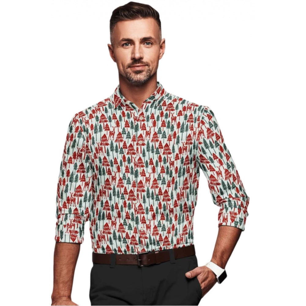 VASTRAA Men’s Multicolor Printed Cotton-Blend Full-Sleeve Shirt