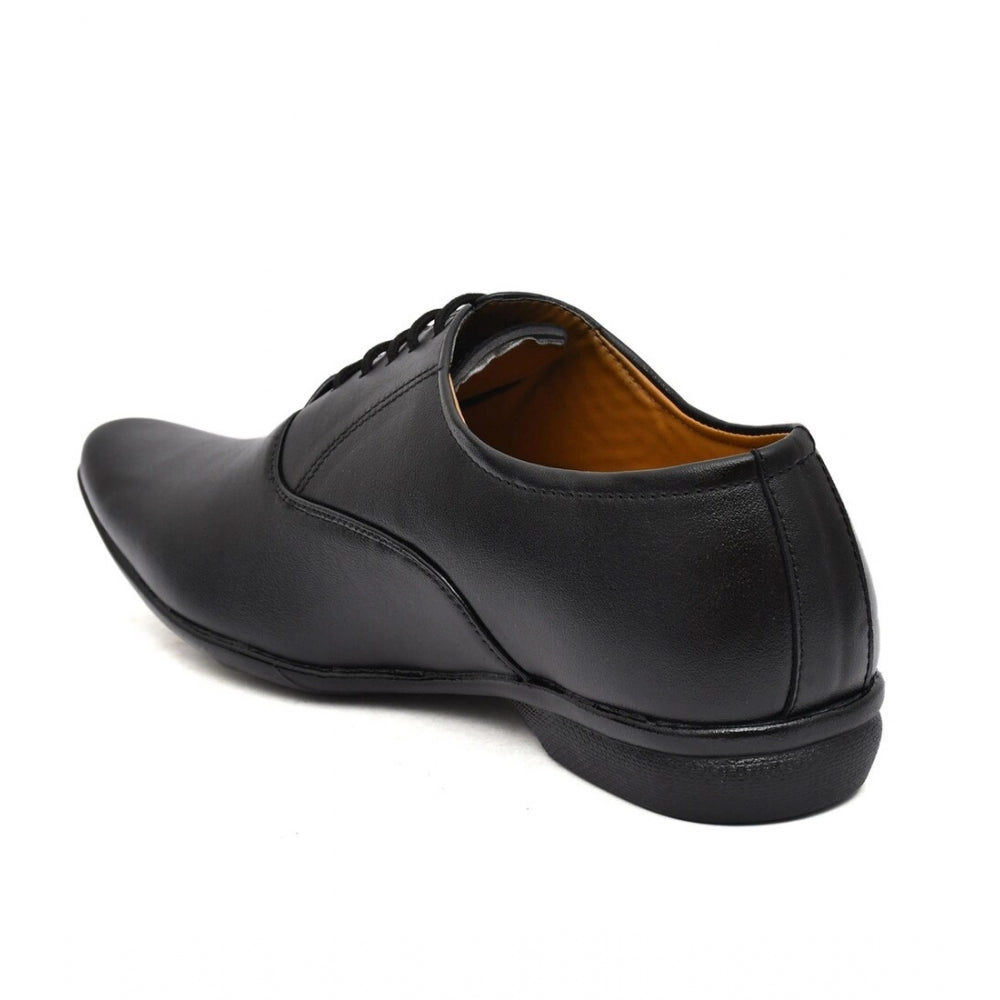 VASTRAA Men’s Faux Leather Formal Lace-Up Shoes (Black)