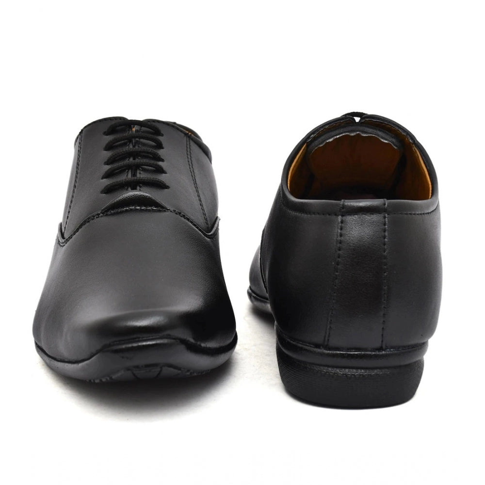 VASTRAA Men’s Faux Leather Formal Lace-Up Shoes (Black)