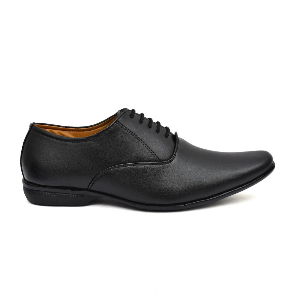 VASTRAA Men’s Faux Leather Formal Lace-Up Shoes (Black)