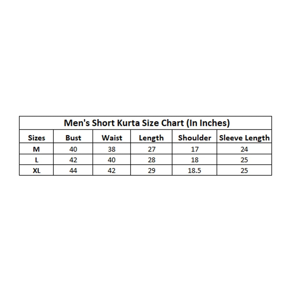 Men's Cotton Blend Printed Full Sleeve Short Kurta
