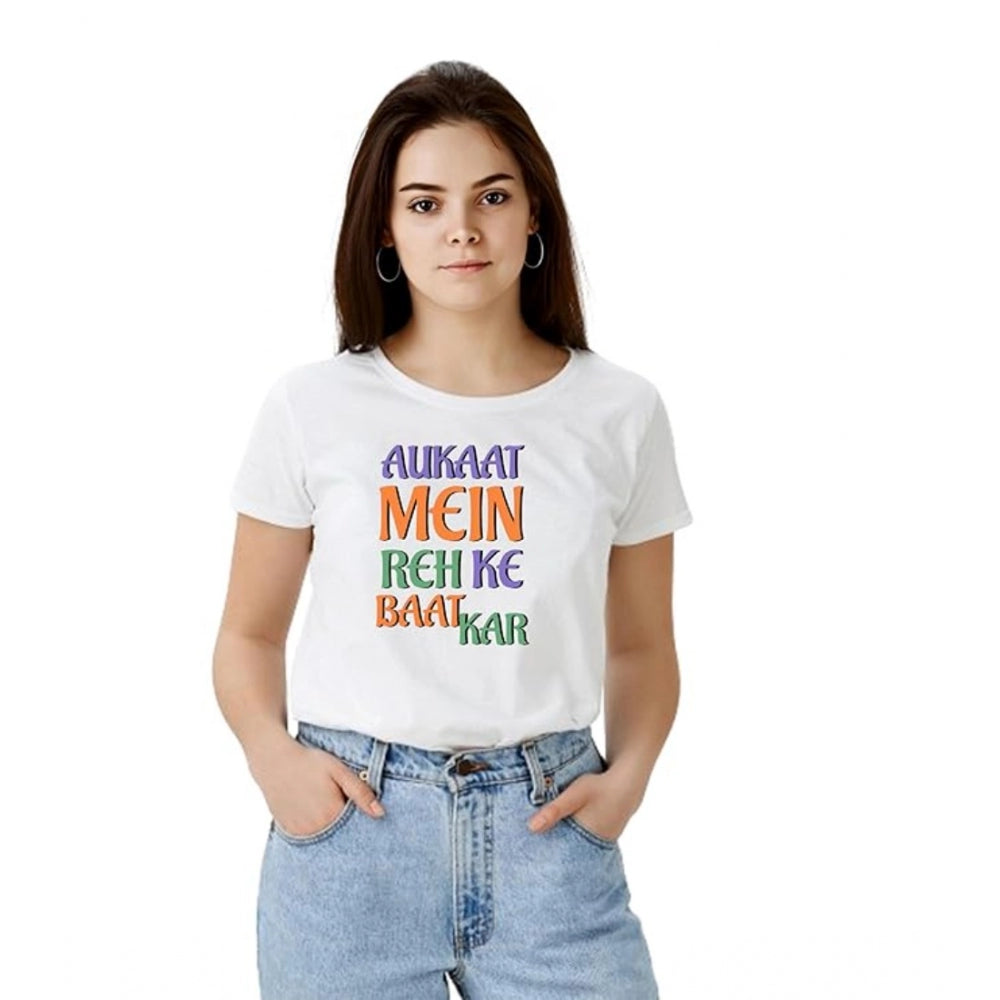VASTRAA  White Printed T-Shirt – Polyester Comfort Fit
