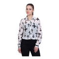 Women’s White Printed Full-Sleeve Shirt