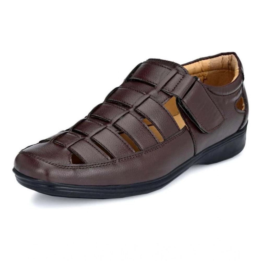VASTRAA Men’s Faux Leather Velcro Sandals