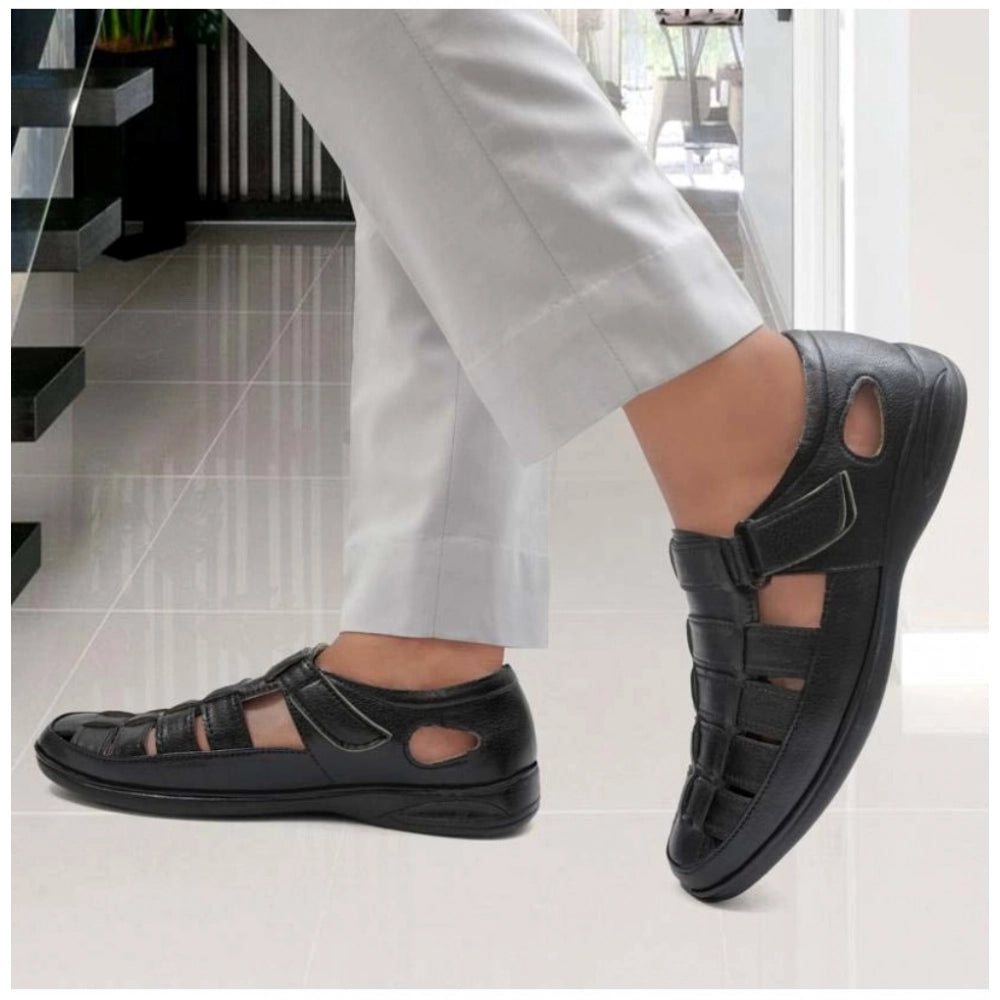 VASTRAA Men’s Faux Leather Velcro Sandals