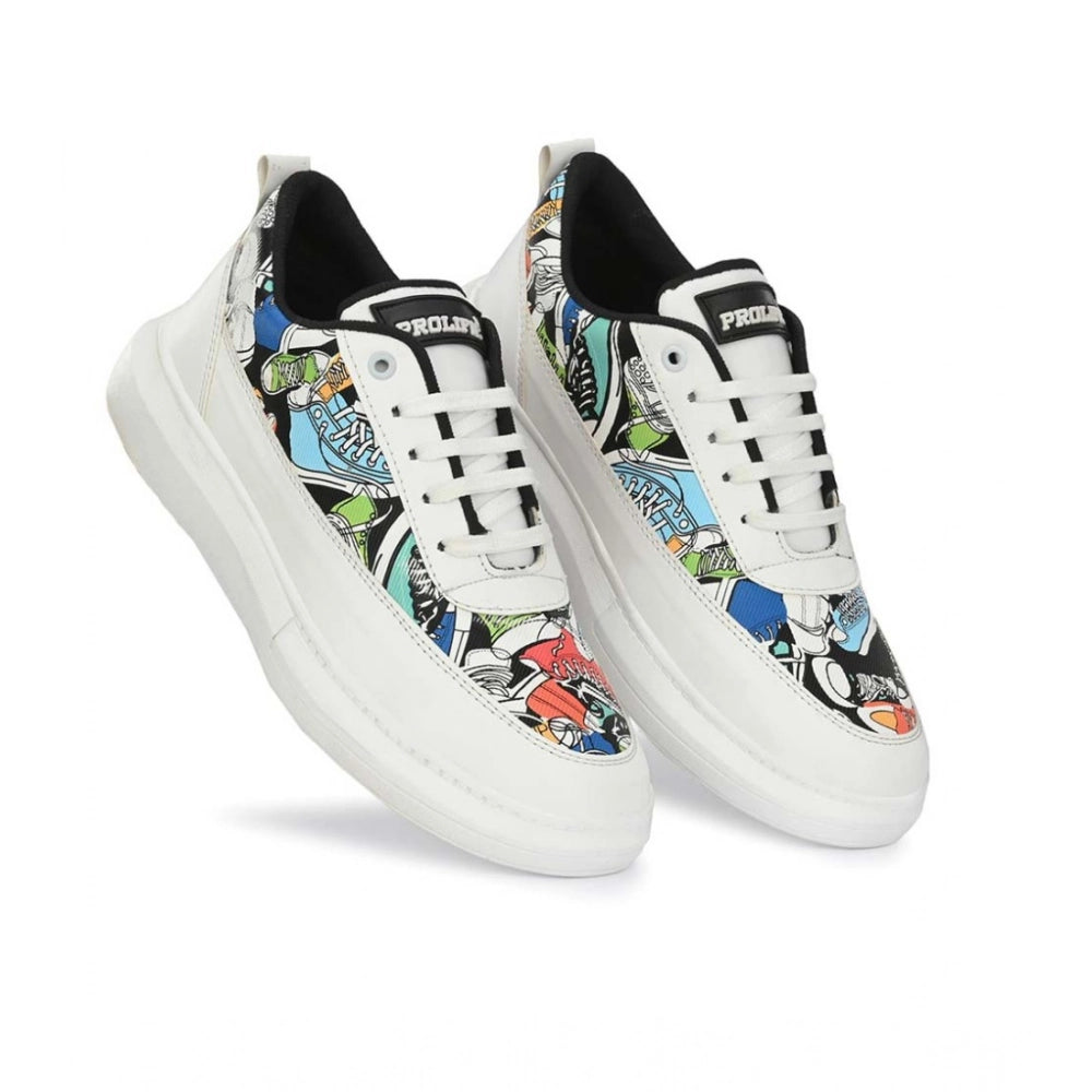 White Lace-Up Sneakers