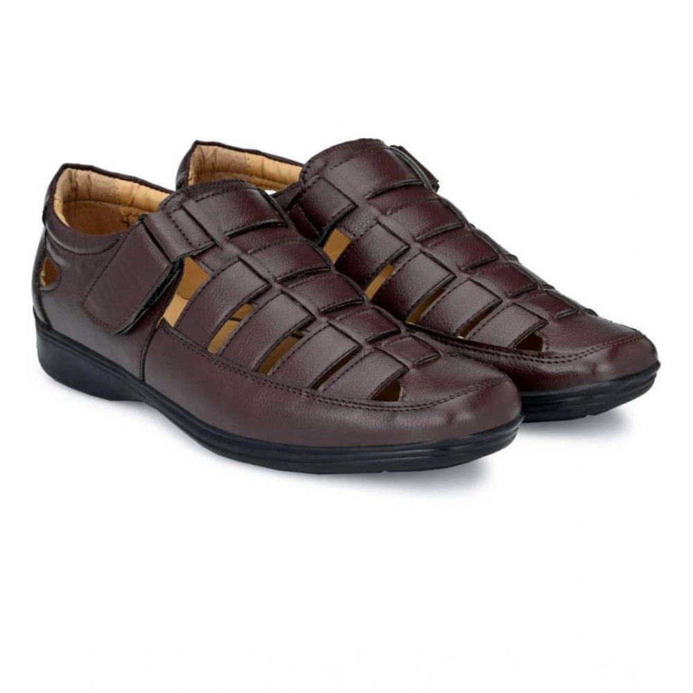 VASTRAA Men’s Faux Leather Velcro Sandals