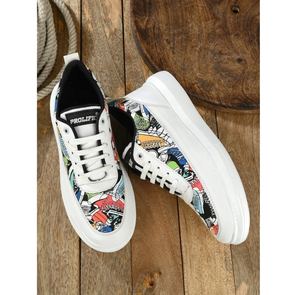White Lace-Up Sneakers