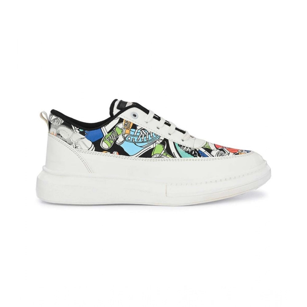 White Lace-Up Sneakers