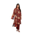 Women's Cotton Blend Printed Kurti Pant Dupatta Set (Rust)