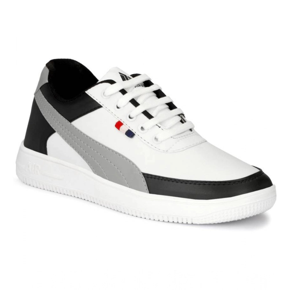VASTRAA Men’s White Synthetic Lace-Up Sneakers